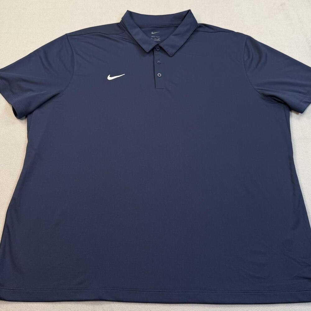 Nike Dri-FIT Polo Shirt Mens 3XL Blue Solid Golf Stretch Performance Top